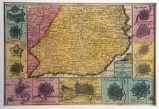 1725 copper-engraved map of the Principality of Catalonia, which includes the plans of Perpignan... Creator: La Feuille, Daniel (1640-1709)