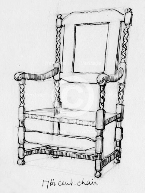 '17th century chair', c1760, (c1950). Creator: Shirley Markham.