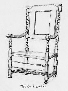 17th century chair c1760, (c1950). Creator: Shirley Markham