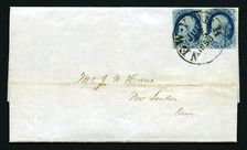 1853-dated cancel used for only one month in New York City on cover, 1853. Creator: Unknown