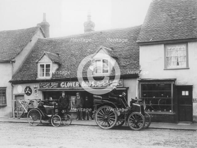 1898 Benz and an early Panhard, c1900. Artist: Unknown