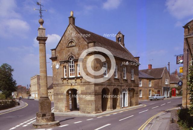 18th Century Market Hall and Cross on Roman Column with Sundial, Martock,  Somerset, 20th century. Artist: CM Dixon.
