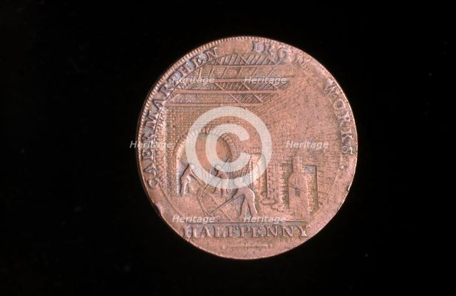 18th century token: Carmarthen ironworks, 1792. Creator: John Gregory Hancock.