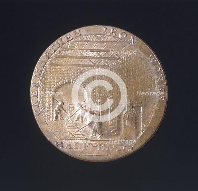 18th century token: Carmarthen ironworks, 1792. Creator: John Gregory Hancock.