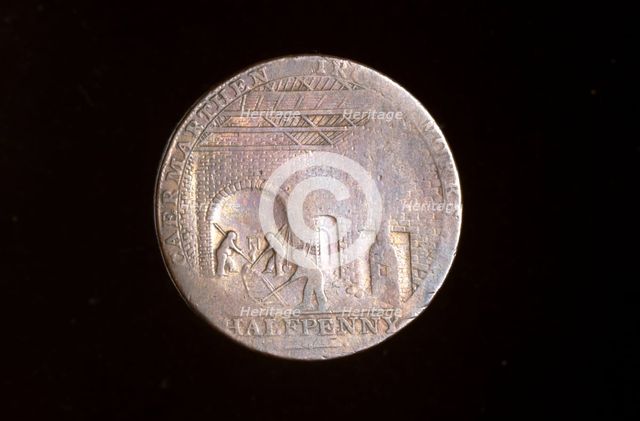 18th century token: Carmarthen ironworks, 1792. Creator: John Gregory Hancock.