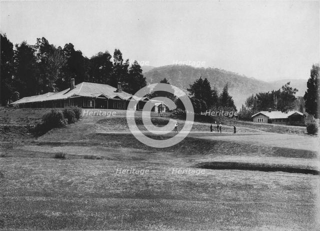 '18th Hole and Club House, Golf Links, Nuwara Eliya, Elevation 6,200 Feet', c1890, (1910). Artist: Alfred William Amandus Plate.