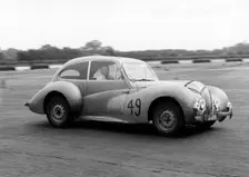 1947 Healey Elliott 2.4, E.B Wadworth at Silverstone 1956. Creator: Unknown