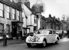 1952 Riley 2.5 litre on 1954 Lancia club spring rally . Creator: Unknown