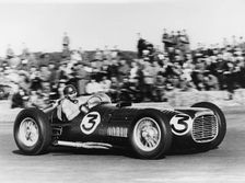1953 BRM V16 driven by Fangio at Silverstone. Creator: Unknown