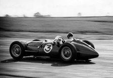 1953 BRM V16 driven by Fangio at Silverstone. Creator: Unknown