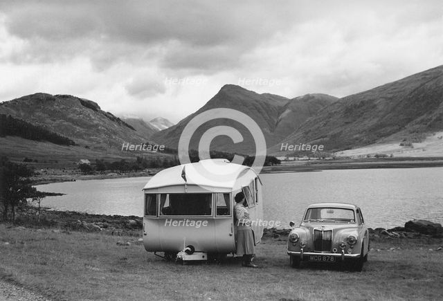 1955 MG ZA Magnette with 1954 Pipit Caravan. Creator: Unknown.