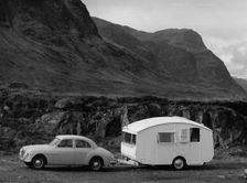 1955 MG ZA Magnette with 1954 Pipit Caravan. Creator: Unknown