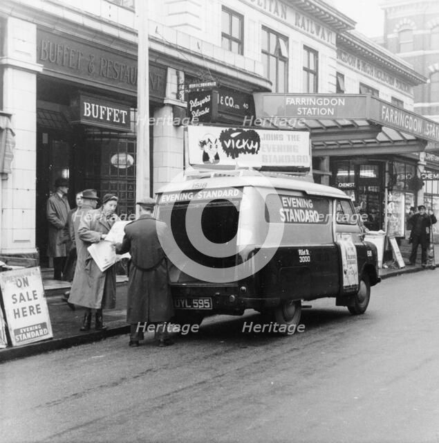 1958 Bedford CA van delivering the Evening Standard, London, 1958. Artist: Unknown