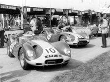 1958 Listers in pits at Goodwood Tourist Trophy. Creator: Unknown