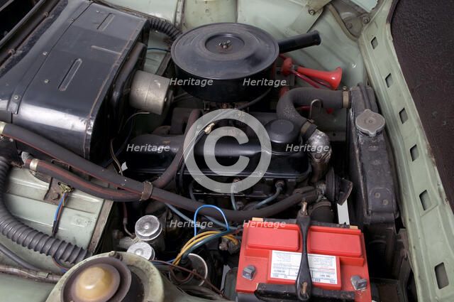 1966 Ford Anglia Super 105E engine Artist: Unknown.