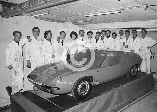 1966 Lotus Europa Series 1 prototype in factory. Creator: Unknown.