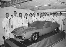 1966 Lotus Europa Series 1 prototype in factory. Creator: Unknown