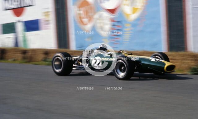1967 Belgian Grand Prix. Graham Hill in Lotus 49 Artist: Unknown.