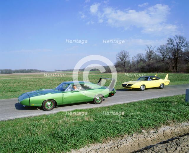 1970 Plymouth Superbird with 1968 Dodge Daytona. Artist: Unknown.
