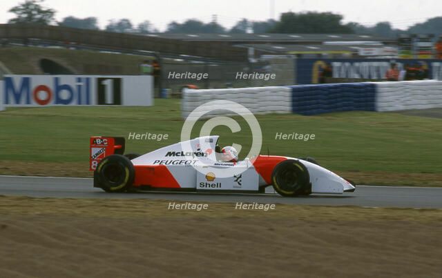 1994 McLaren Peugeot MP4-9 Martin Brundle, tyre testing at Silverstone Artist: Unknown.
