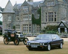 1995 Daimler Double six with 1899 Daimler outside Palace House