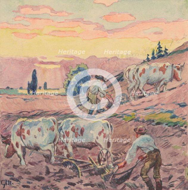 19.- Plowing, 1932. Creator: Gustav Mally.