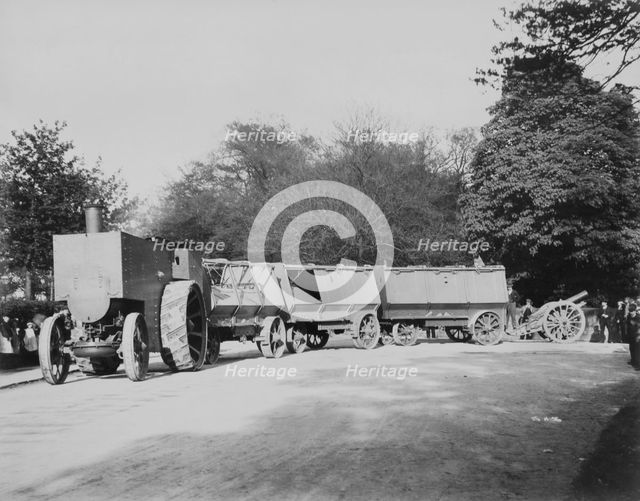 1900 Fowler F5 armoured traction engine with munitions wagons. Creator: Unknown.