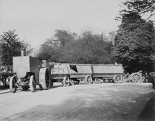1900 Fowler F5 armoured traction engine with munitions wagons. Creator: Unknown