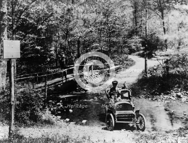 1905 Franklin car fording a river, (1905?). Artist: Unknown