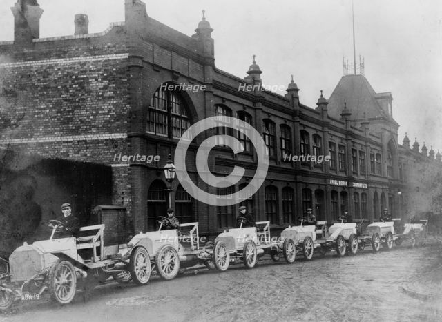 1906 Ariel cars outside factory. Creator: Unknown.