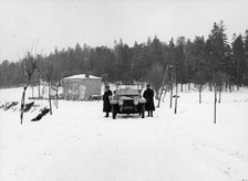 1909 Rolls-Royce Silver Ghost in snow, France, c1909