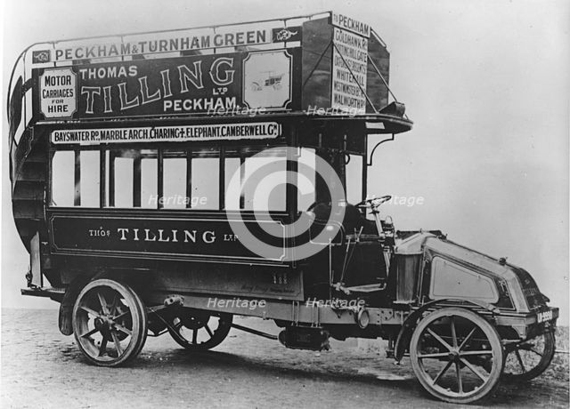 1911 Tilling - Stevens TTA1 petrol electric omnibus. Creator: Unknown.