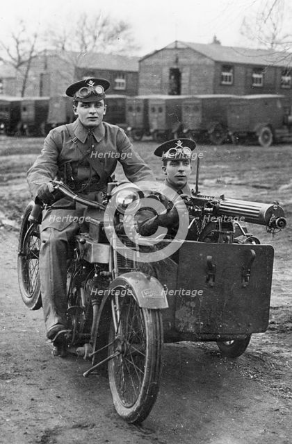 1914 Vickers Clyno Combination with machine gun. Creator: Unknown.