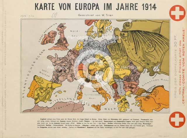 1914 European satirical map Creator: Trier, Walter (1890-1951).