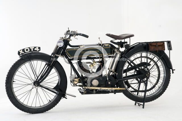1914 Royal Enfield 3hp motorcycle Artist: Unknown.