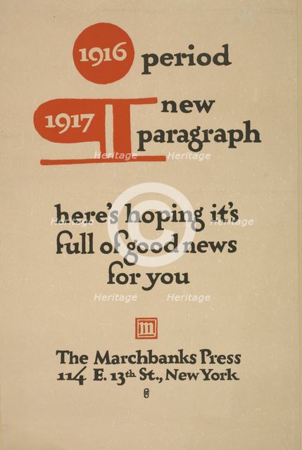 1916 period 1917 new paragraph [..] The Marchbanks press, c1895 - 1917. Creator: Unknown.