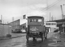 1919 Garrett electric truck at Southampton docks. Creator: Unknown