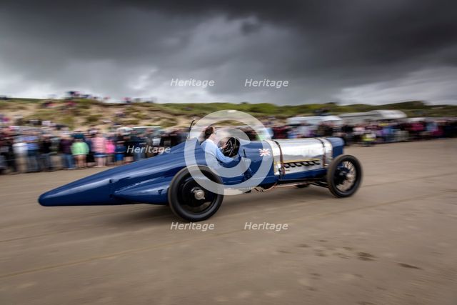1925 Sunbeam 350 hp driven by Don Wales at Pendine Sands 2015. Creator: Unknown.