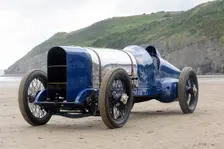 1925 Sunbeam 350 hp driven by Don Wales at Pendine Sands 2015. Creator: Unknown