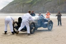 1925 Sunbeam 350 hp driven by Ian Stanfield at Pendine Sands 2015. Creator: Unknown