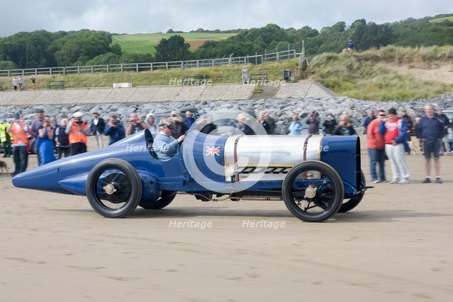 1925 Sunbeam 350 hp driven by Ian Stanfield at Pendine Sands 2015. Creator: Unknown.