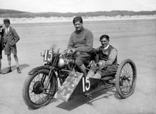 1927 Brough Superior, C.F. Edwards at Pendine sands. Creator: Unknown