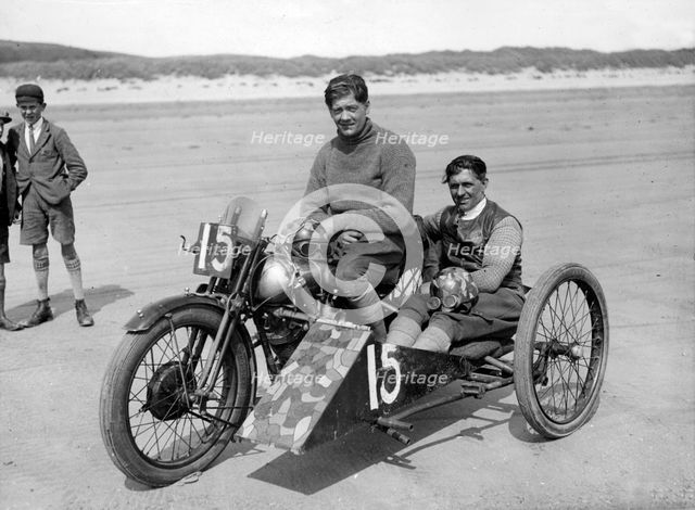 1927 Brough Superior, C.F. Edwards at Pendine sands. Creator: Unknown.