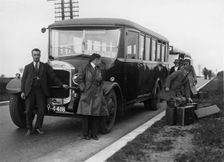 1928 Thornycroft bus with passengers. Creator: Unknown