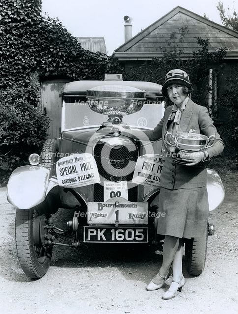 1928 AC Acedes, The Right Honourable Mrs Victor Bruce, Bournemouth Motor Rally Concours D'Elegance Artist: Unknown.