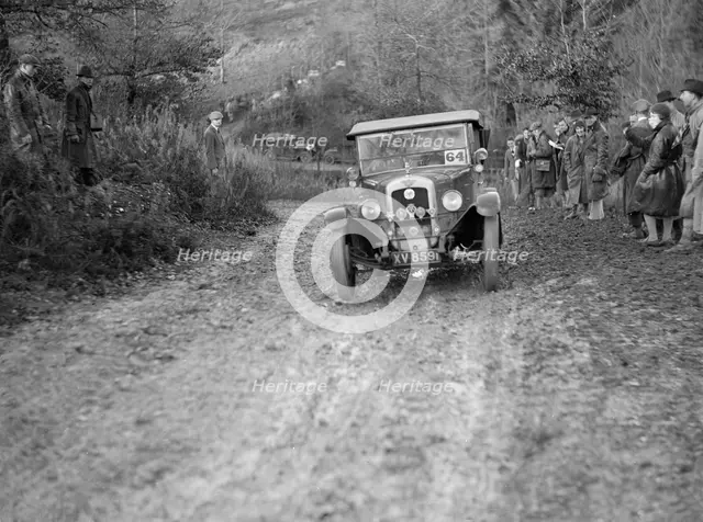 1928 Austin 12/4 4-seater tourer taking part in the Inter-Varsity Trial, 1930. Artist: Bill Brunell.