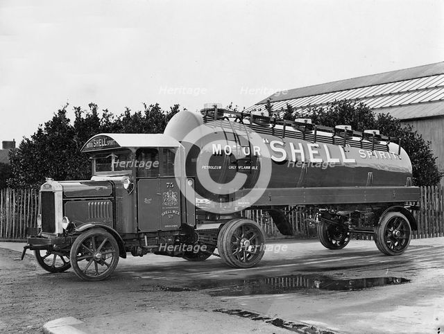 1928 Scammell petrol tanker for Shell. Creator: Unknown.