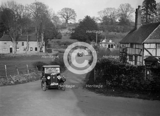 1929 1089 cc Riley competing in the JCC Inter-Centre Rally, Sutton, Surrey, 1932. Artist: Bill Brunell.