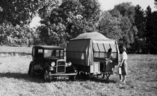 1930 Austin Seven with trailer caravan. Creator: Unknown