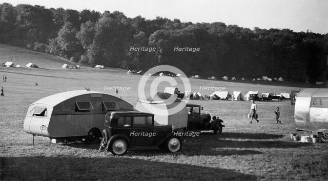 1930 Austin Seven with Winchester Streamline caravan. Creator: Unknown.